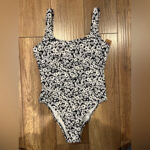 NWT PINK Victoria's Secret Black and White Floral One Piece Swimsuit